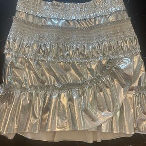 Metallic ruffled mini skirt